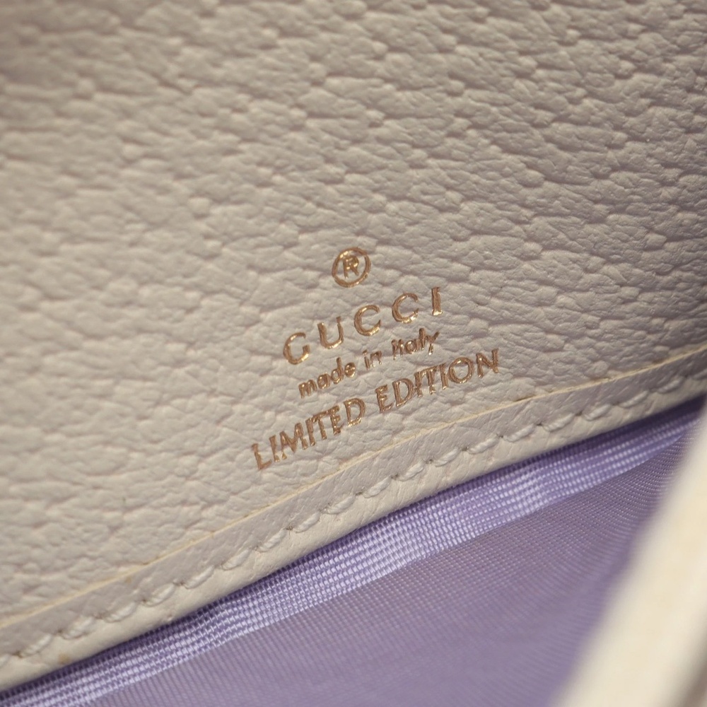 Gucci Limited Edition Flora Wallet on Chain Strap Bag Beige Canvas GG Logo - Picture 10 of 11